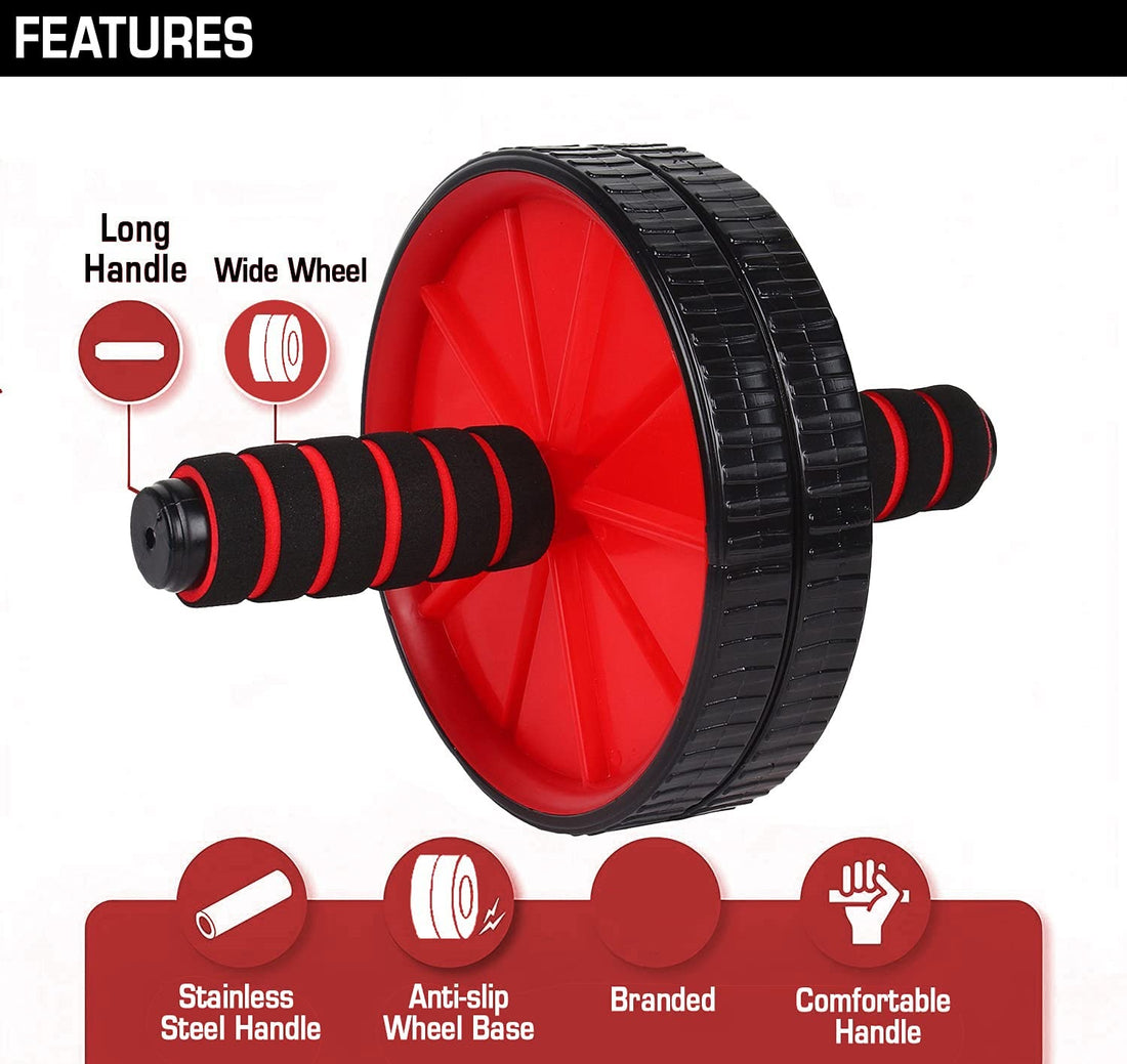 Premium Abs Roller for Men & Women Stomach Abs Roller Wheel for Home Workout, Gym Ab Roller for Men Abs Workout Equipment for Abdominal Ab Roller Home Exercise Equipment with Knee Mat -(Red & Black)